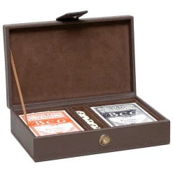 Objet Déco|Atmosphera, cru017dateur d'intu017drieur Coffret jeu Cartes bois (19 cm) Jule Marron