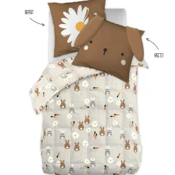 Linge De Lit Enfant|Linge De Lit Enfant|L'EFFET PAPILLON Couette imprimée enfant et sa taie d'oreiller (140 x 200 cm) Pompon Marron