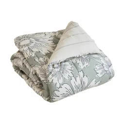 Couette, Oreiller, Traversin|EMINZA Couette imprimée et deux taies d'oreiller coton (200 x 200 cm) Lara Vert