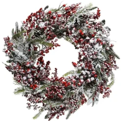 Couronne De Noël|KAEMINGK Couronne de Noël Baies (D60 cm) givrée Rouge