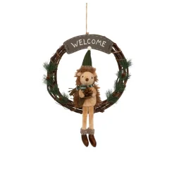 Couronne De Noël|JJA Couronne de Noël (D33 cm) Welcome Hérisson Marron