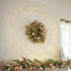 Personnage, Objet Grand Format|Couronne De Noël|KAEMINGK Couronne de Noël Géante lumineuse Micro 1800 LED (D116 cm) Éclats et blanc chaud Argent