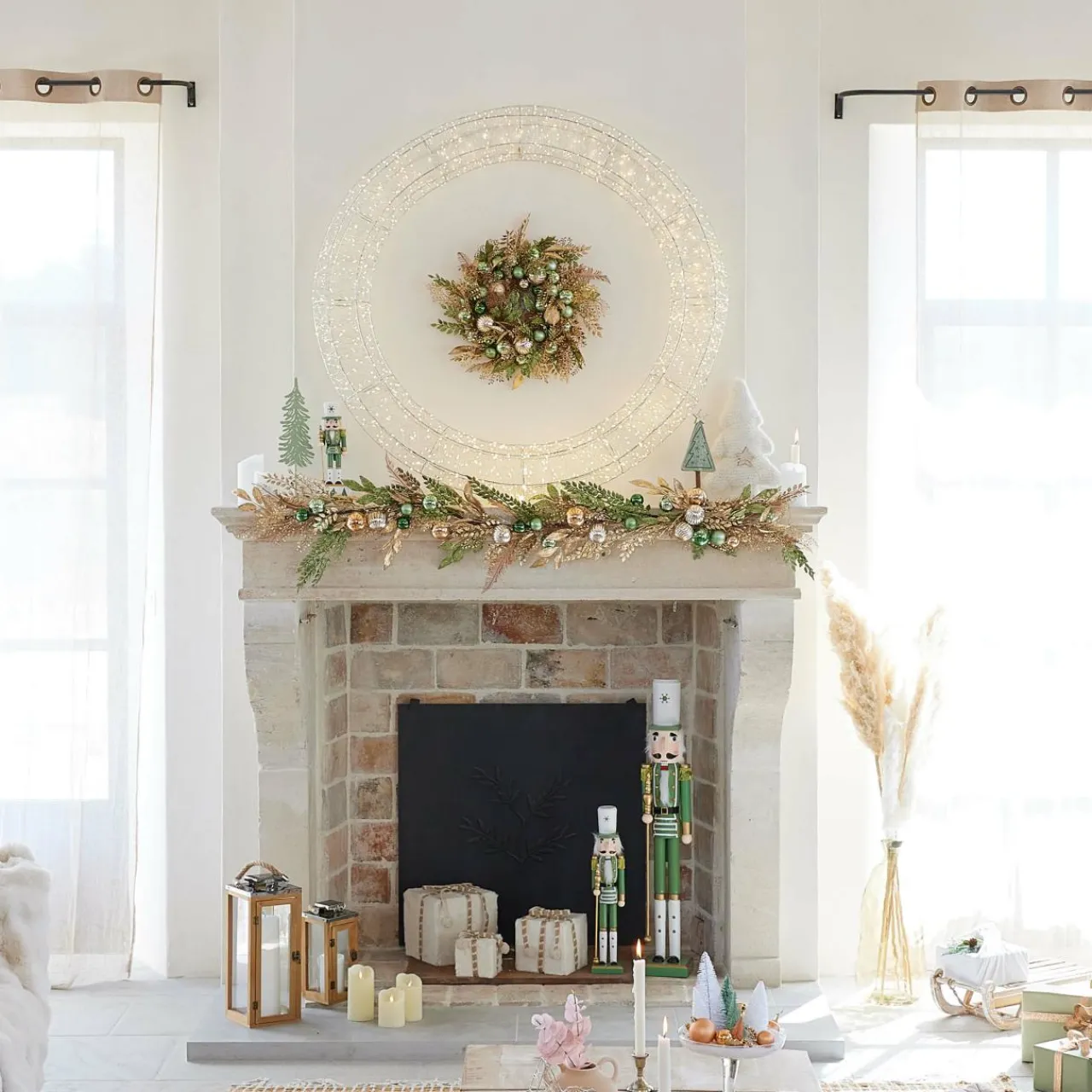 Personnage, Objet Grand Format|Couronne De Noël|KAEMINGK Couronne de Noël Géante lumineuse Micro 1800 LED (D116 cm) Éclats et blanc chaud Argent