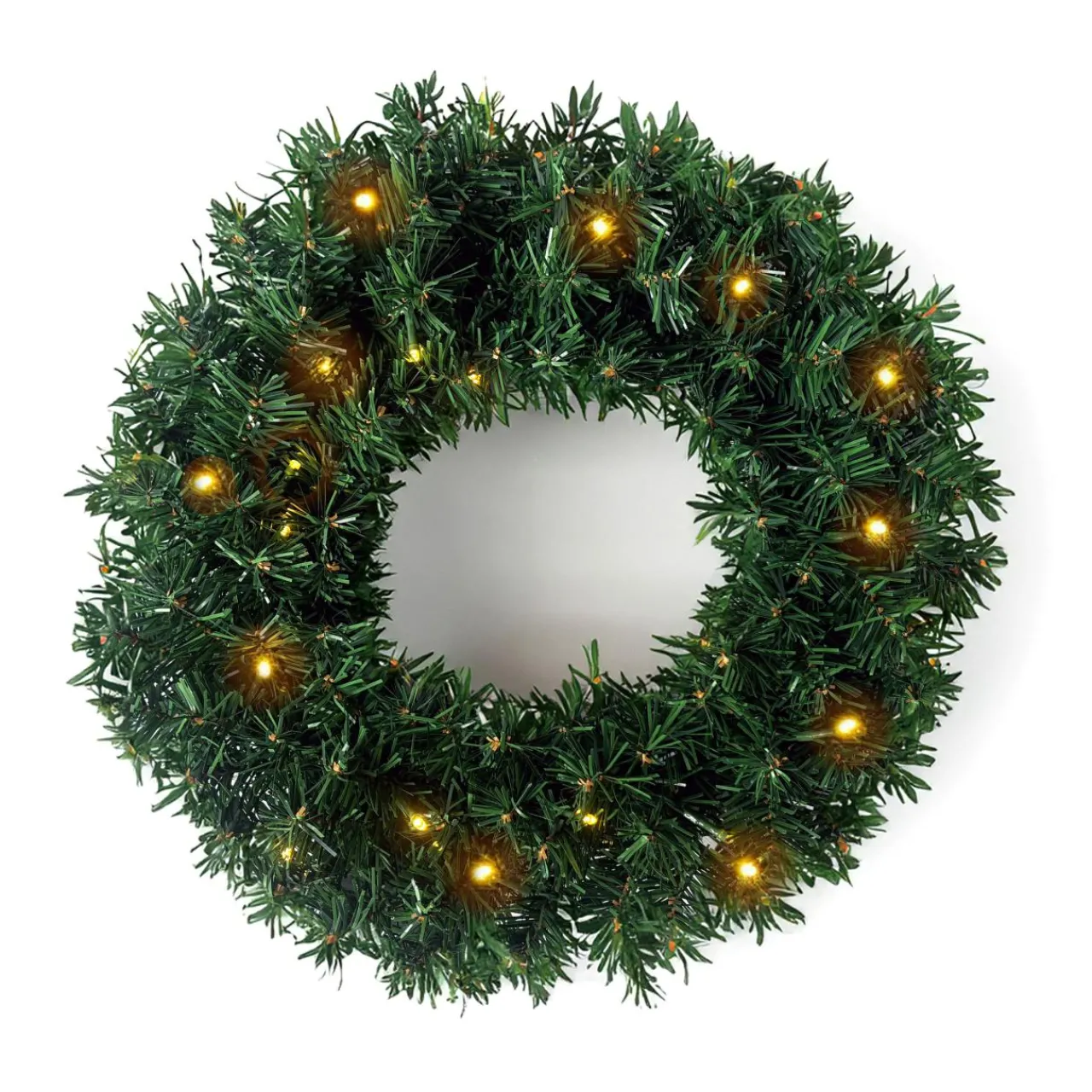 Couronne De Noël|EMINZA Couronne de Noël lumineuse (D40 cm) Royal Vert et blanc chaud Sapin vert lumineux