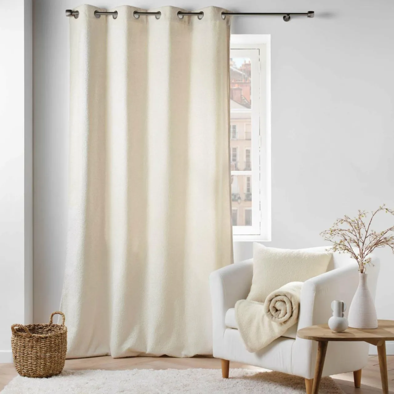 Coussin Et Housse|douceur d'intu017drieur Coussin carré bouclette (45 cm) Wooly Ecru Beige