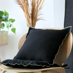 Coussin Et Housse|STOF Coussin carré coton (45 x 45 cm) Helios Noir