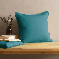 Coussin Et Housse|EMINZA Coussin carré coton (40 x 40 cm) Pixel Bleu canard