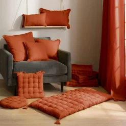 Coussin Et Housse|EMINZA Coussin carré coton (60 x 60 cm) Pixel Terracotta