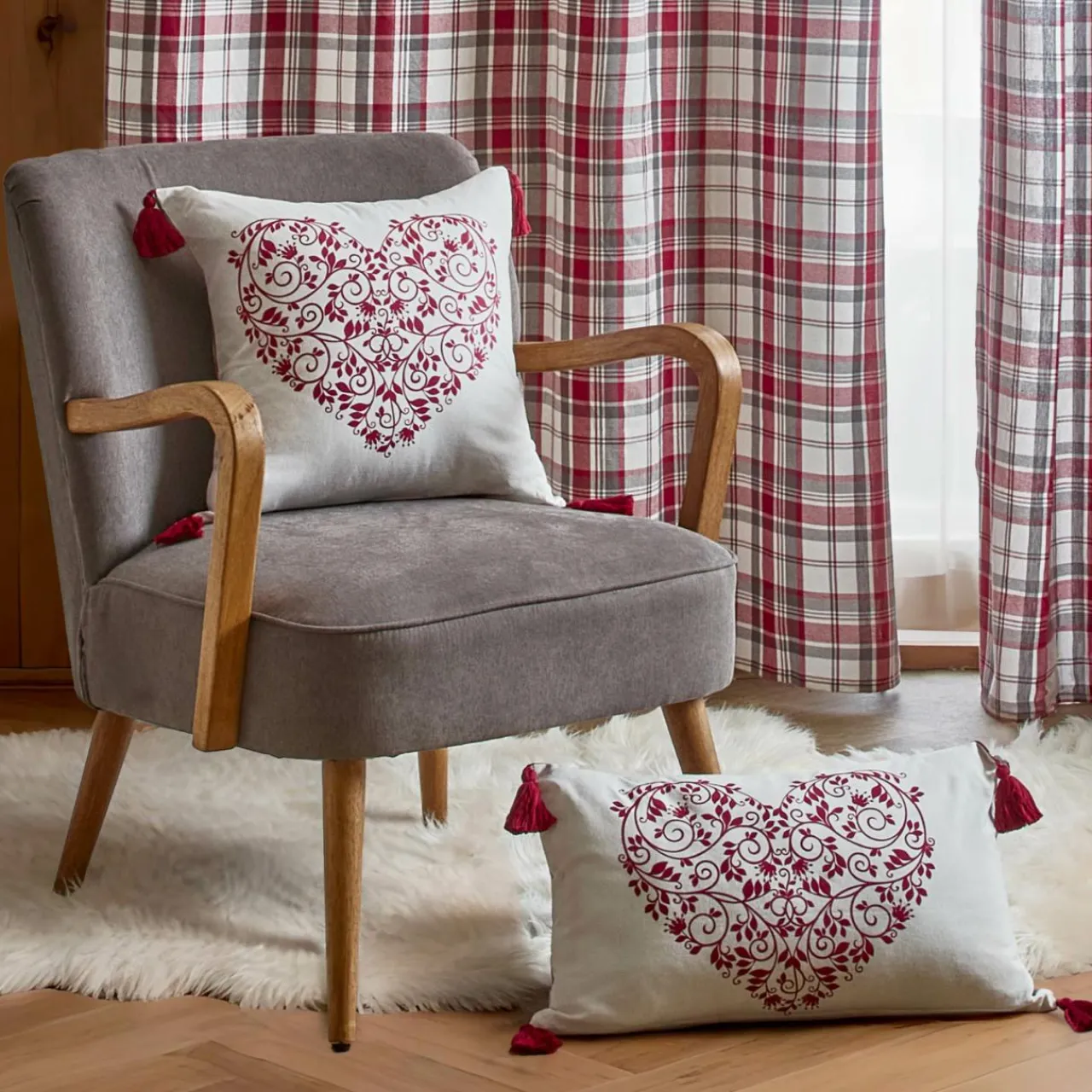 Coussin Et Housse|EMINZA Coussin carré coton (40 x 40 cm) Megeve Rouge