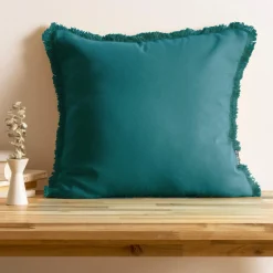 Coussin Et Housse|EMINZA Coussin carré coton (45 x 45 cm) Pixel franges Bleu canard