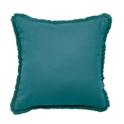 Coussin Et Housse|EMINZA Coussin carré coton (45 x 45 cm) Pixel franges Bleu canard