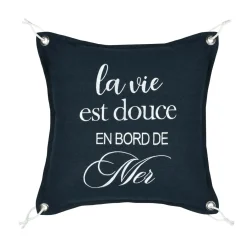 Coussin Et Housse|STOF Coussin carré coton (50 x 50 cm) Bordemer Bleu marine