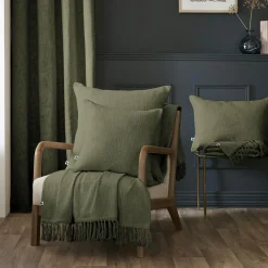 Coussin Et Housse|L'EFFET PAPILLON Coussin carré coton (60 x 60 cm) Sixtine Vert romarin