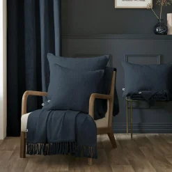 Coussin Et Housse|L'EFFET PAPILLON Coussin carré coton (60 x 60 cm) Sixtine Bleu nuit