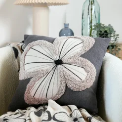 Coussin Et Housse|STOF Coussin carré coton (40 x 40 cm) Tilda ardoise Gris