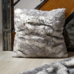 Coussin Et Housse|EMINZA Coussin carré fausse fourrure (50 x 50 cm) Manaslu Gris