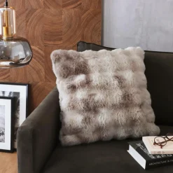 Coussin Et Housse|EMINZA Coussin carré fausse fourrure (50 x 50 cm) Toronto Taupe