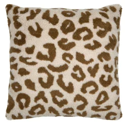 Coussin Et Housse|STOF Coussin carré fausse fourrure léopard (45 x 45 cm) Fauves Beige