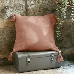 Coussin Et Housse|EMINZA Coussin carré gaze de coton (40 x 40 cm) Gaïa Rose Pêche