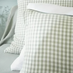 Coussin Et Housse|EMINZA Coussin carré gaze de coton (45 x 45 cm) Gaïa vichy Vert Eucalyptus