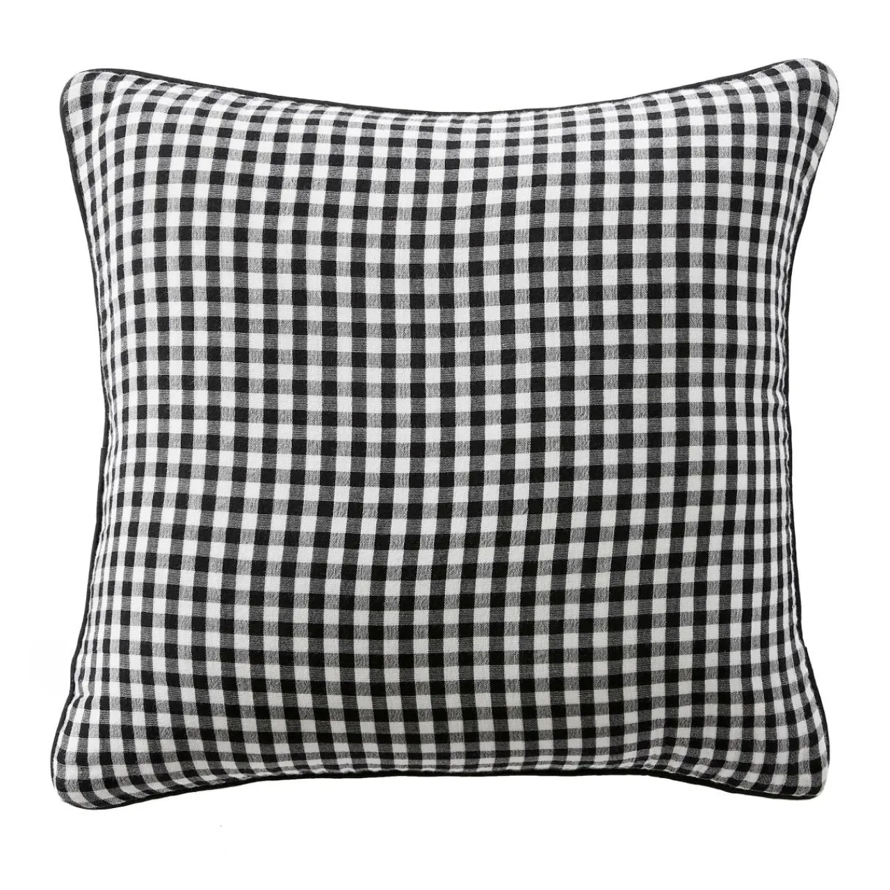 Coussin Et Housse|EMINZA Coussin carré gaze de coton (45 x 45 cm) Gaïa vichy Noir