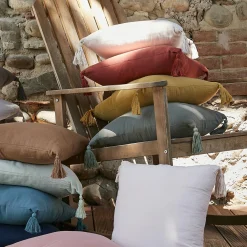 Coussin Et Housse|EMINZA Coussin carré gaze de coton (40 x 40 cm) Gaïa Vert tilleul