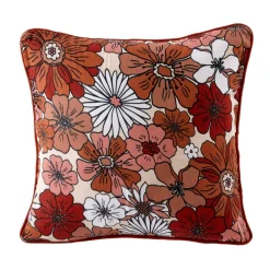 Coussin Et Housse|EMINZA Coussin carré gaze de coton (45 x 45 cm) Gaïa Azalée Terracotta