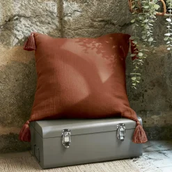 Coussin Et Housse|EMINZA Coussin carré gaze de coton (40 x 40 cm) Gaïa Terracotta