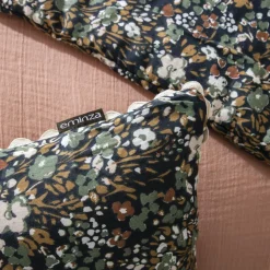 Coussin Et Housse|EMINZA Coussin carré gaze de coton (40 x 40 cm) Constance Bleu nuit