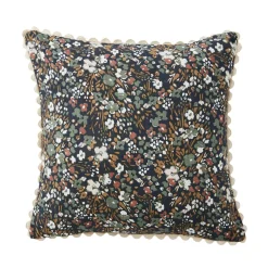 Coussin Et Housse|EMINZA Coussin carré gaze de coton (40 x 40 cm) Constance Bleu nuit