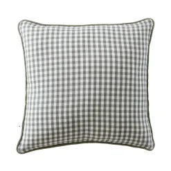 Coussin Et Housse|EMINZA Coussin carré gaze de coton (45 x 45 cm) Gaïa vichy Vert romarin