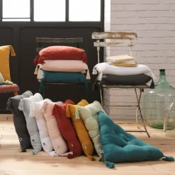 Coussin Et Housse|EMINZA Coussin carré gaze de coton (40 x 40 cm) Gaïa Gris granit Gris foncé