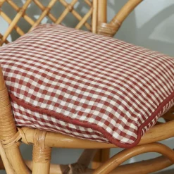 Coussin Et Housse|EMINZA Coussin carré gaze de coton (45 x 45 cm) Gaïa vichy Terracotta