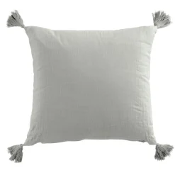 Coussin Et Housse|EMINZA Coussin carré gaze de coton (40 x 40 cm) Gaïa Gris nuage Gris clair