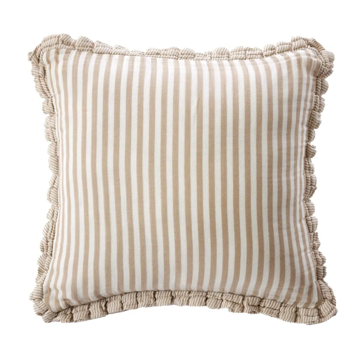Coussin Et Housse|EMINZA Coussin carré gaze de coton (45 x 45 cm) Gaïa rayures Ficelle Rayure Ficelle
