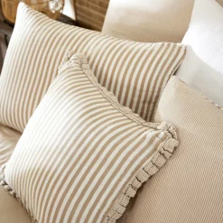 Coussin Et Housse|EMINZA Coussin carré gaze de coton (45 x 45 cm) Gaïa rayures Ficelle Rayure Ficelle