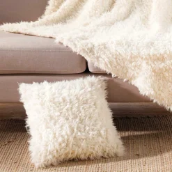 Coussin Et Housse|douceur d'intu017drieur Coussin carré imitation fourrure (45 x 45 cm) Mouton Ecru