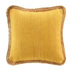 Coussin Et Housse|DOUCEUR D'INTERIEUR Coussin carré jute et coton (45 x 45 cm) Akina Jaune ocre