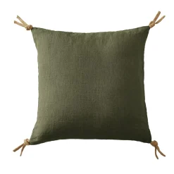 Coussin Et Housse|EMINZA Coussin carré lin lavé (45 cm) Louise Vert romarin