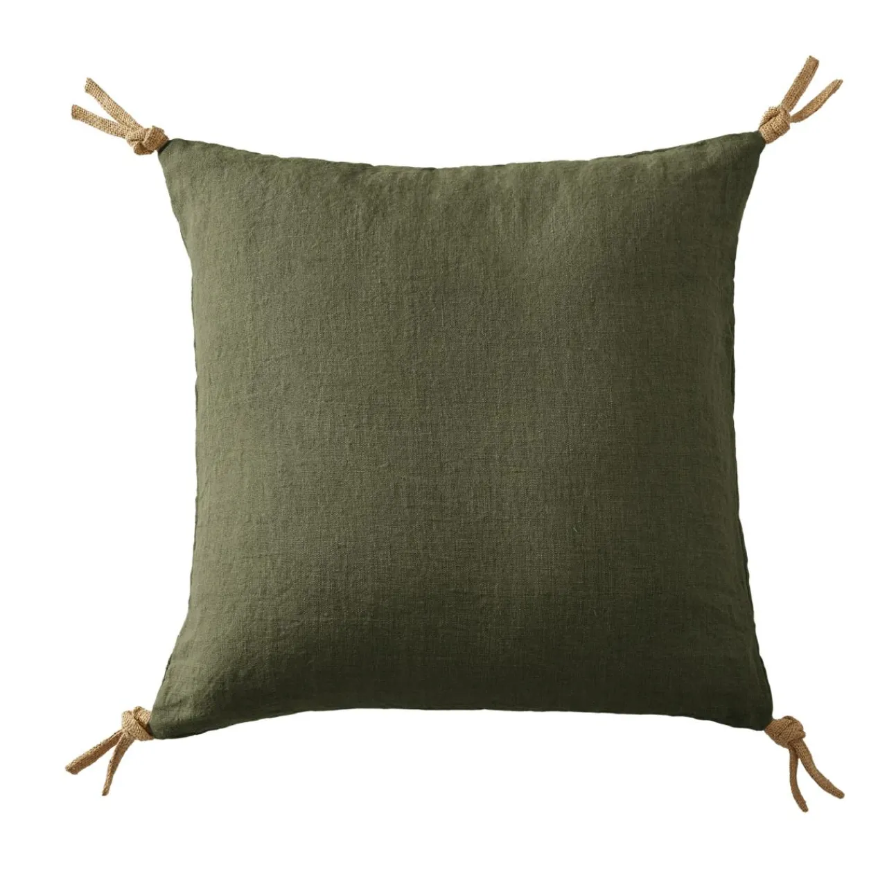 Coussin Et Housse|EMINZA Coussin carré lin lavé (45 cm) Louise Vert romarin