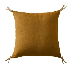 Coussin Et Housse|EMINZA Coussin carré lin lavé (45 cm) Louise Caramel