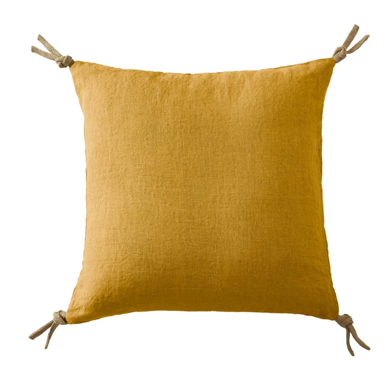 Coussin Et Housse|EMINZA Coussin carré lin lavé (45 cm) Louise Jaune moutarde