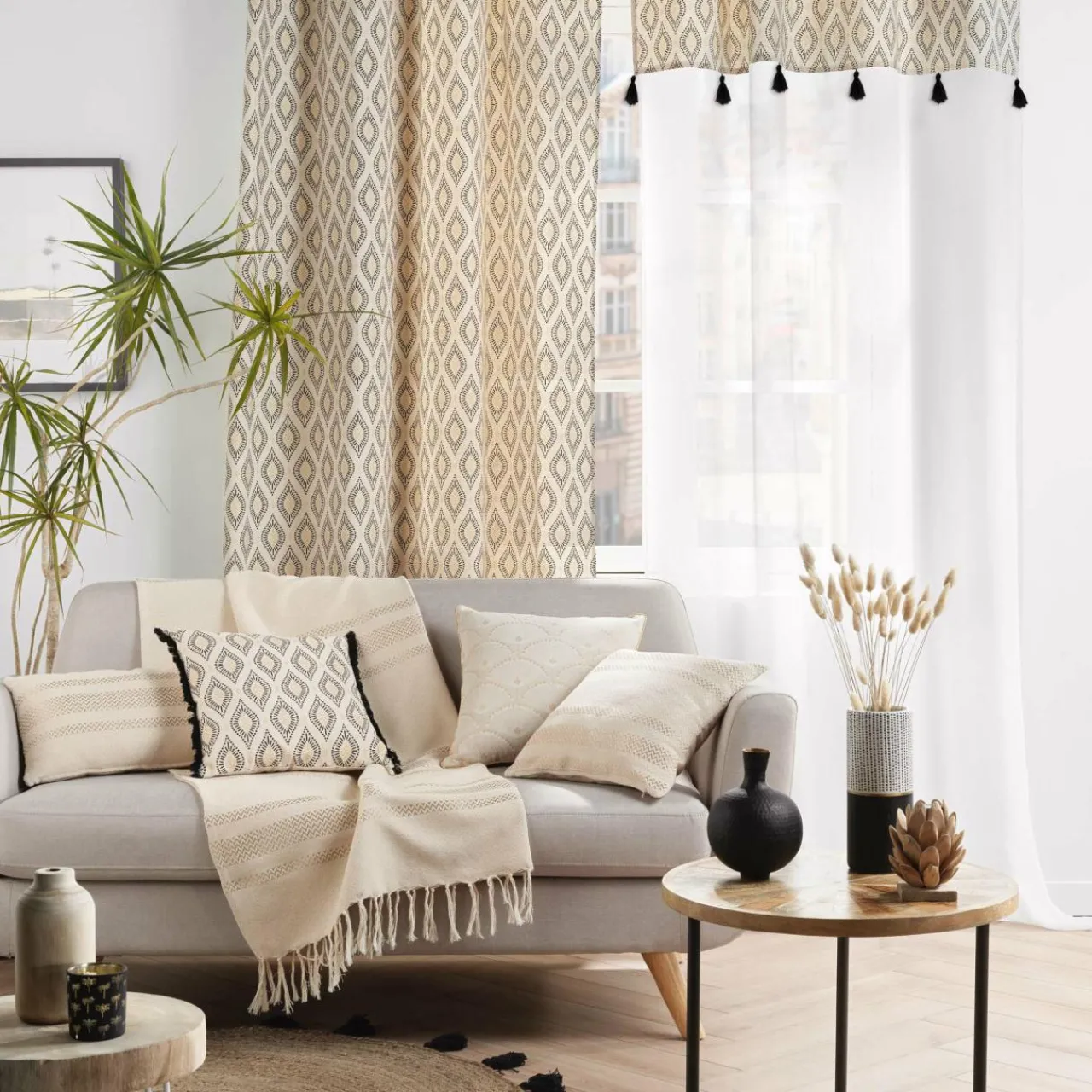 Coussin Et Housse|DOUCEUR D'INTERIEUR Coussin carré polycoton (40 x 40 cm) Doreline Ecru