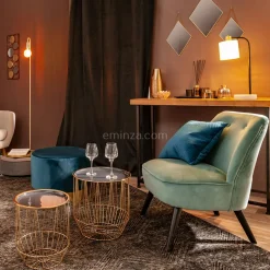 Coussin Et Housse|ATMOSPHERA Coussin carré velours (40 x 40 cm) Dolce Bleu canard