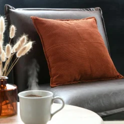 Coussin Et Housse|STOF Coussin carré velours (45 x 45 cm) Dandy Terracotta