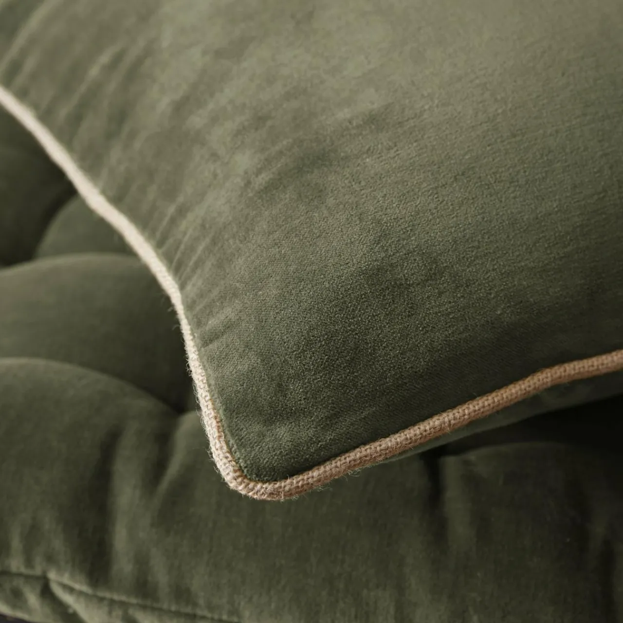 Coussin Et Housse|EMINZA Coussin carré velours de coton (45 x 45 cm) Victor thym Vert