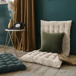 Coussin Et Housse|EMINZA Coussin carré velours de coton (45 x 45 cm) Victor thym Vert