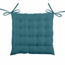 Galette De Chaise|LOVELY CASA Coussin de chaise carré 16 points (40 x 40 cm) Béa Bleu canard