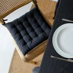 Galette De Chaise|ENJOY HOME Coussin de chaise carré (38 x 38 cm) Bombay Gris Anthracite