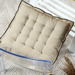 Galette De Chaise|STOF Coussin de chaise carré coton (38 x 38 cm) Helios Ecru